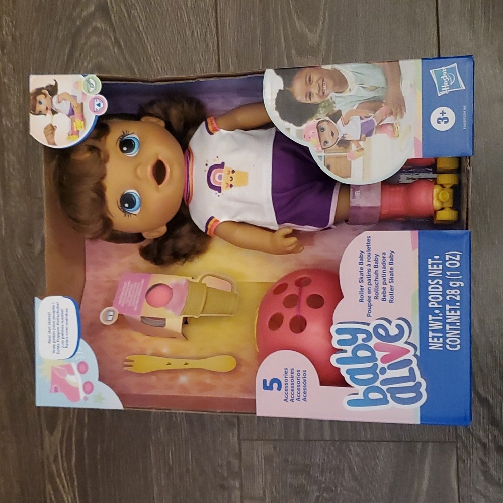 Baby Alive Roller Skate Baby Doll, 12-Inch Toy for Kids Ages 3+ Eats and Poops